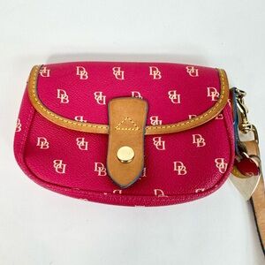 Dooney & Bourke Small Dark Pink Coated Canvas Wristlet *EUC